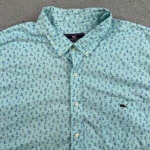 Vineyard Vines Shirt Mens 3XB Blue Short Sleeve Classic Fit Tucker Button Down